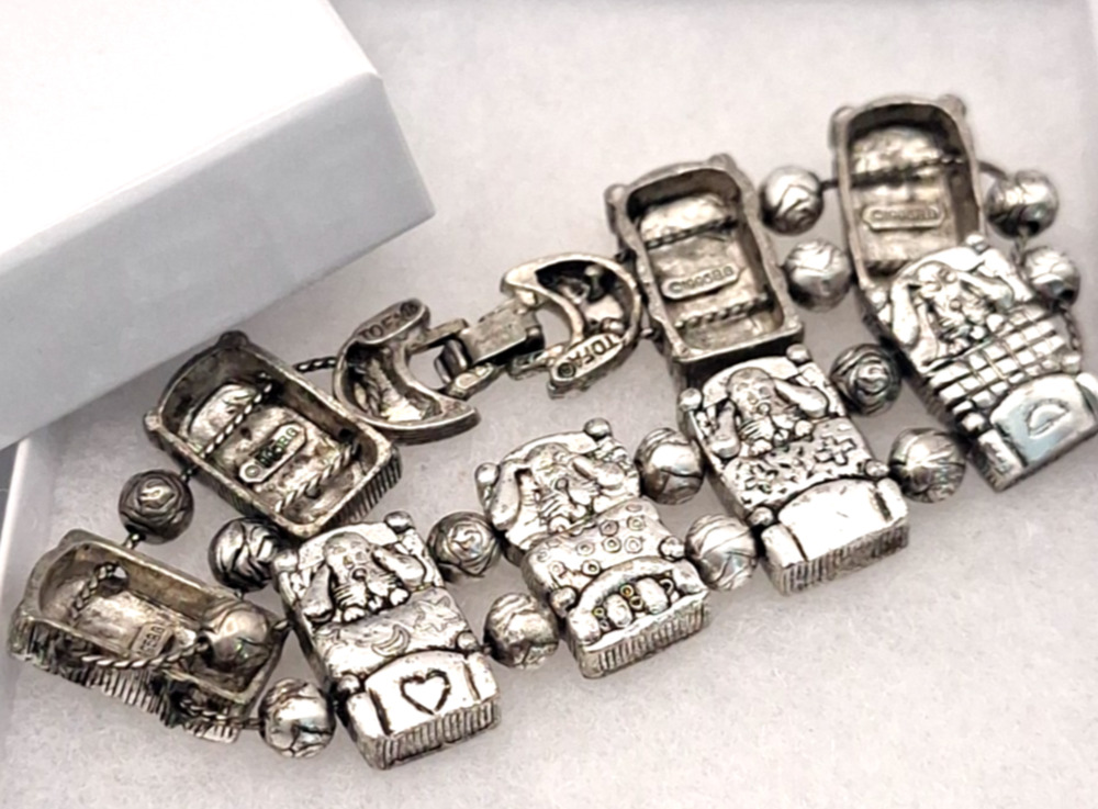 Vintage TOFA Sleeping Hound Dogs Bracelet 1995 Whimsical Kitsch Dog Mom